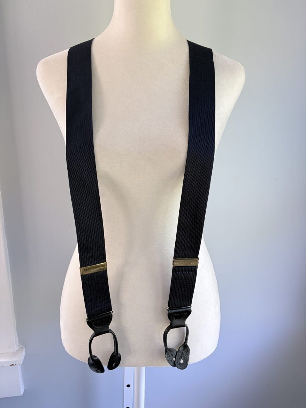 Trafalgar Navy Button End Braces Suspenders Leather Tabs
